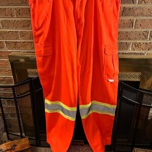 Mens 42x32 Tough Duck orange flourescent construction work pants